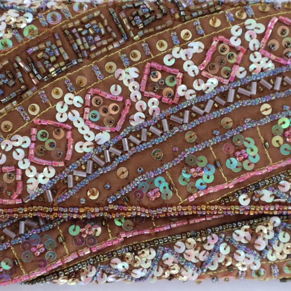 Valerie Stevens Embellished Purse Women O/S Brown Boho Chic Art To Wear Festival